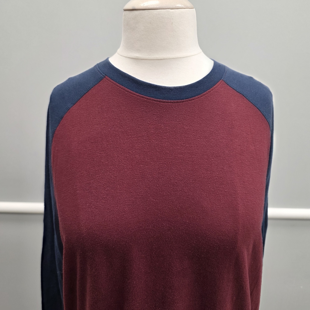 George Burgundy and Navy Long Sleeve Raglan Tee - Picture 2 of 9